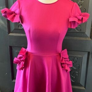 Ted Baker Fuchsia Ruffle Sleeve Mini Dress